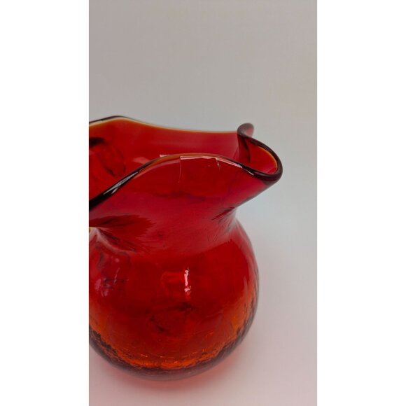 Rainbow Glass Hand Blown Amberina Creamer Pitcher Crackle Vintage Collectible - Picture 16 of 16